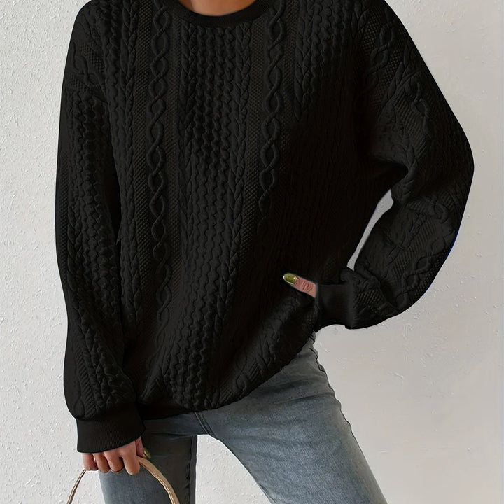 Maisie | Kabeltexturerad Crewneck Sweatshirt