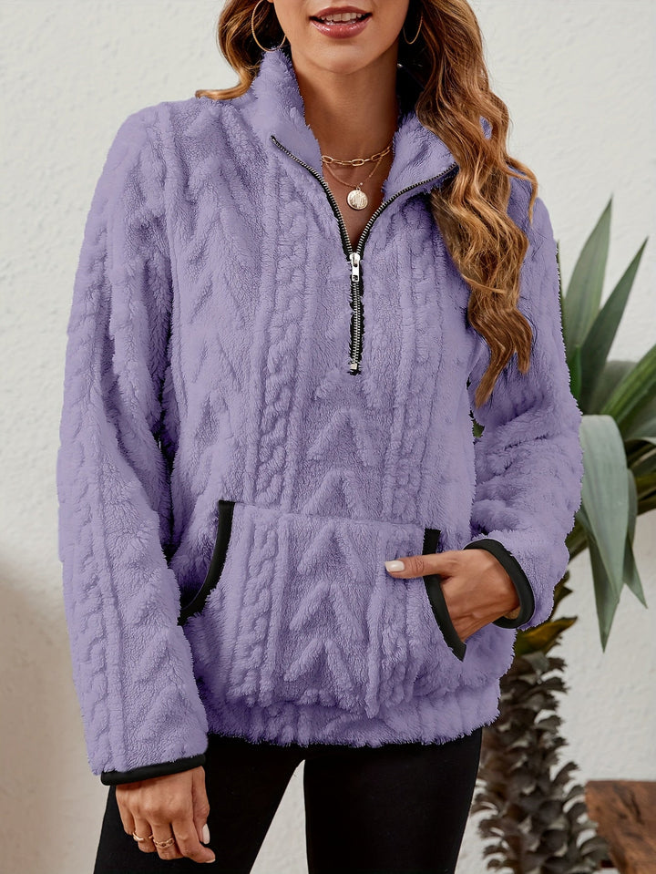 Thea | Texturerad Halv-Zip Pullover