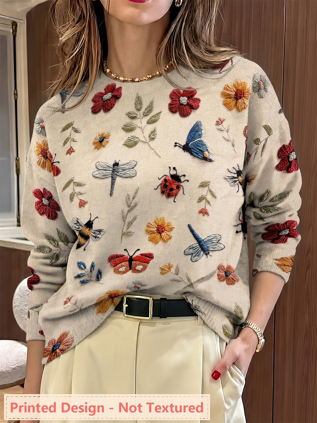 Meredith | Botanisk Tryck Crew Neck Tröja
