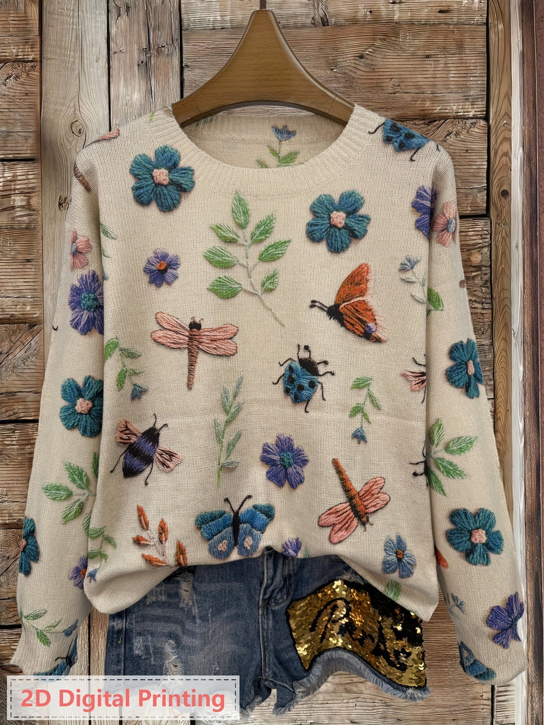 Meredith | Botanisk Tryck Crew Neck Tröja