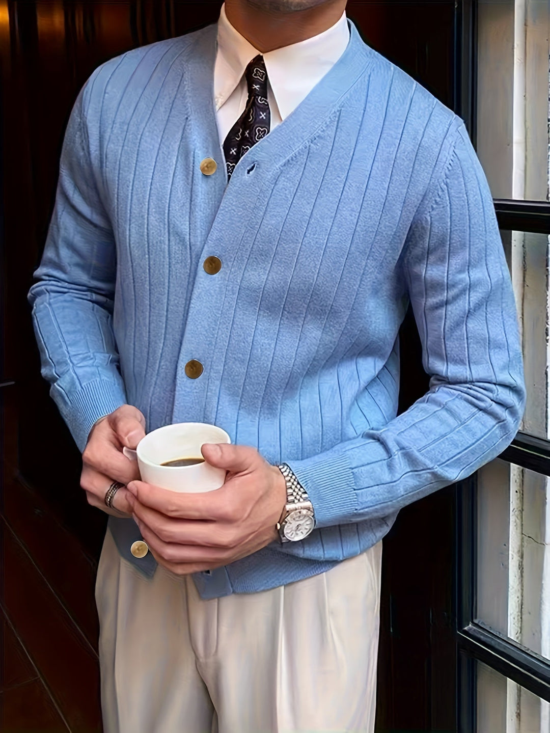 Alistair | Ribbade Knapp-up Cardigan