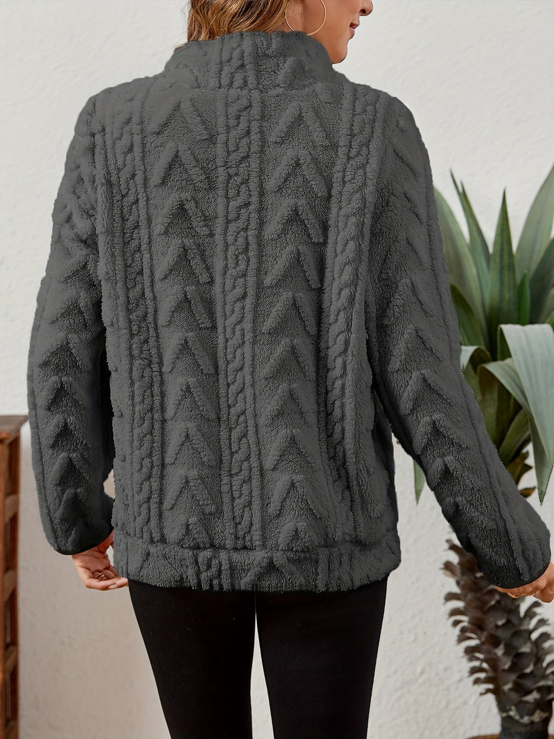 Thea | Texturerad Halv-Zip Pullover