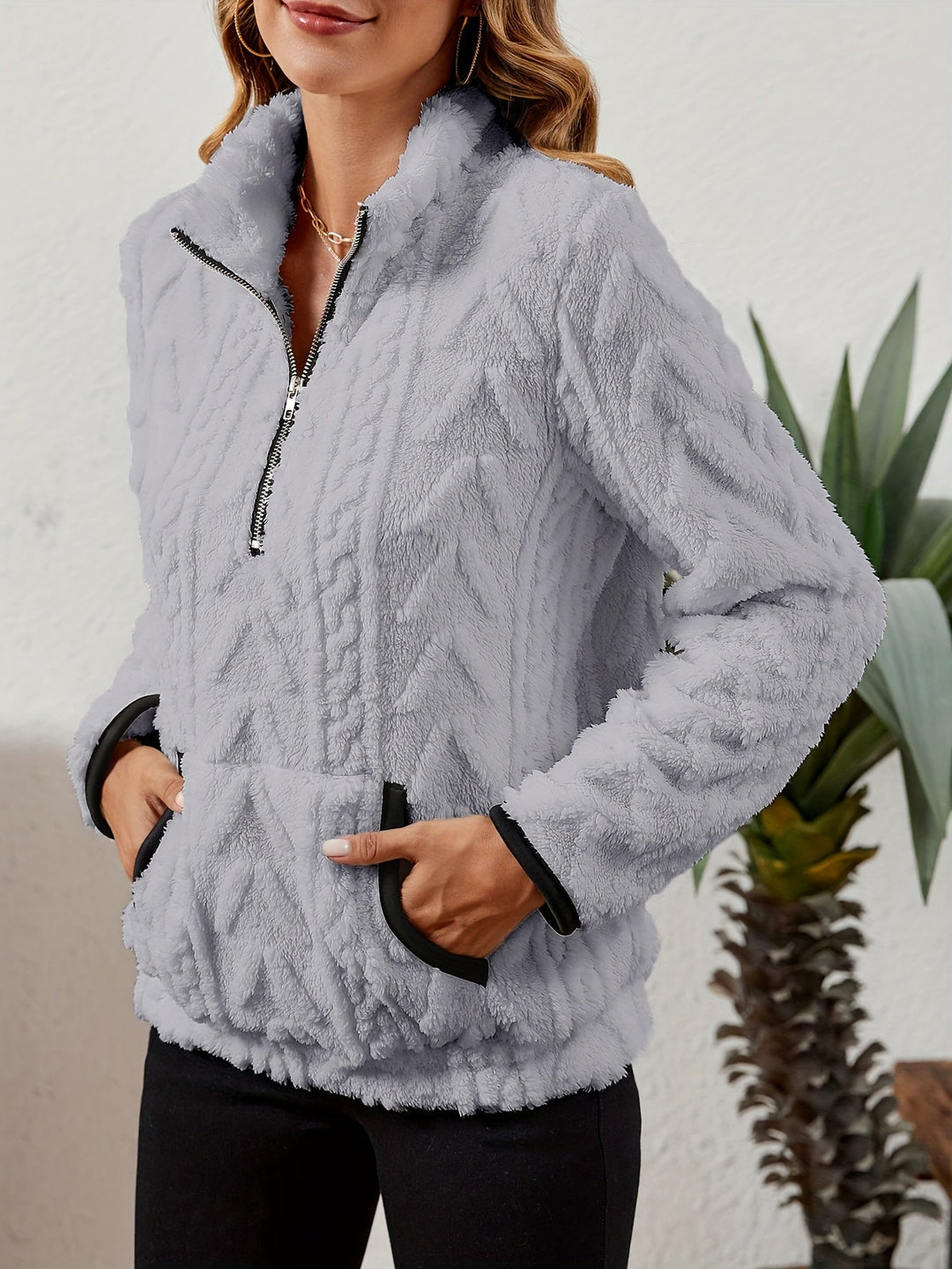 Thea | Texturerad Halv-Zip Pullover