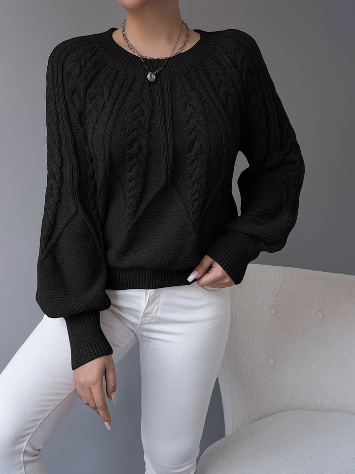 Odette | Kabelstickad Lantern Sleeve Tröja