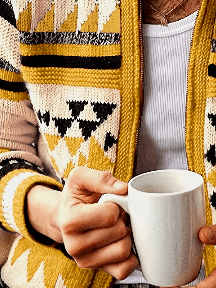 Rylan | Mönstrad Zip-Up Cardigan