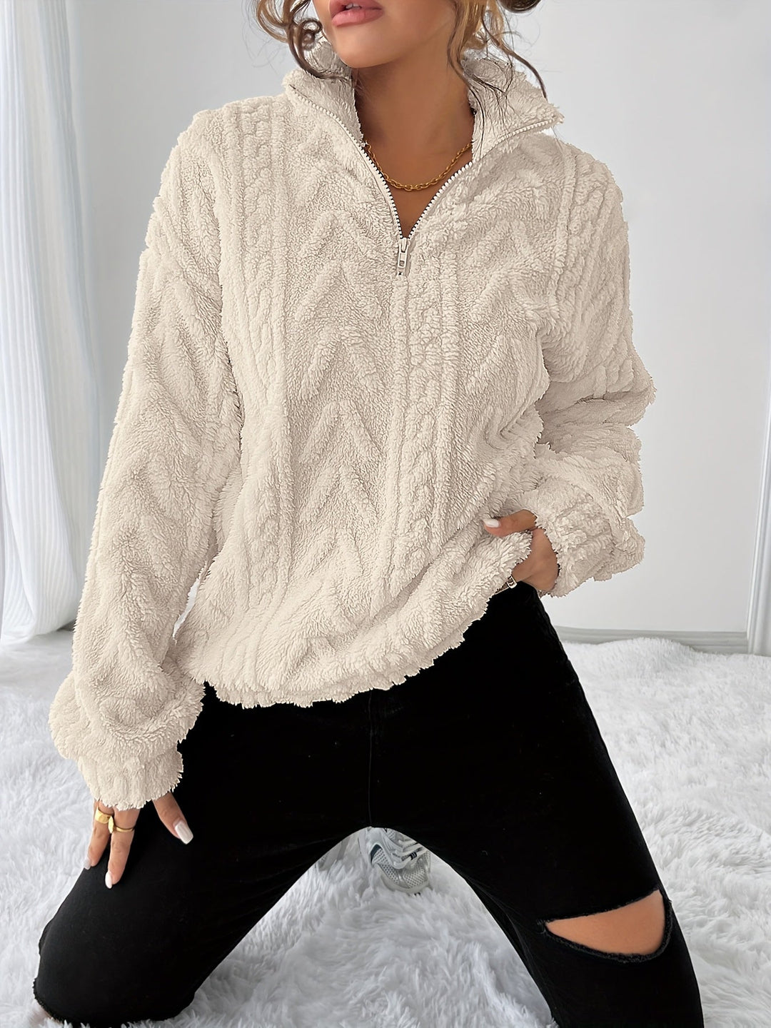 Susanna | Mysig Texturerad Sweatshirt