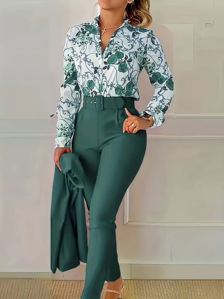 Marlene | Elegant Blommig Tvådelad Set