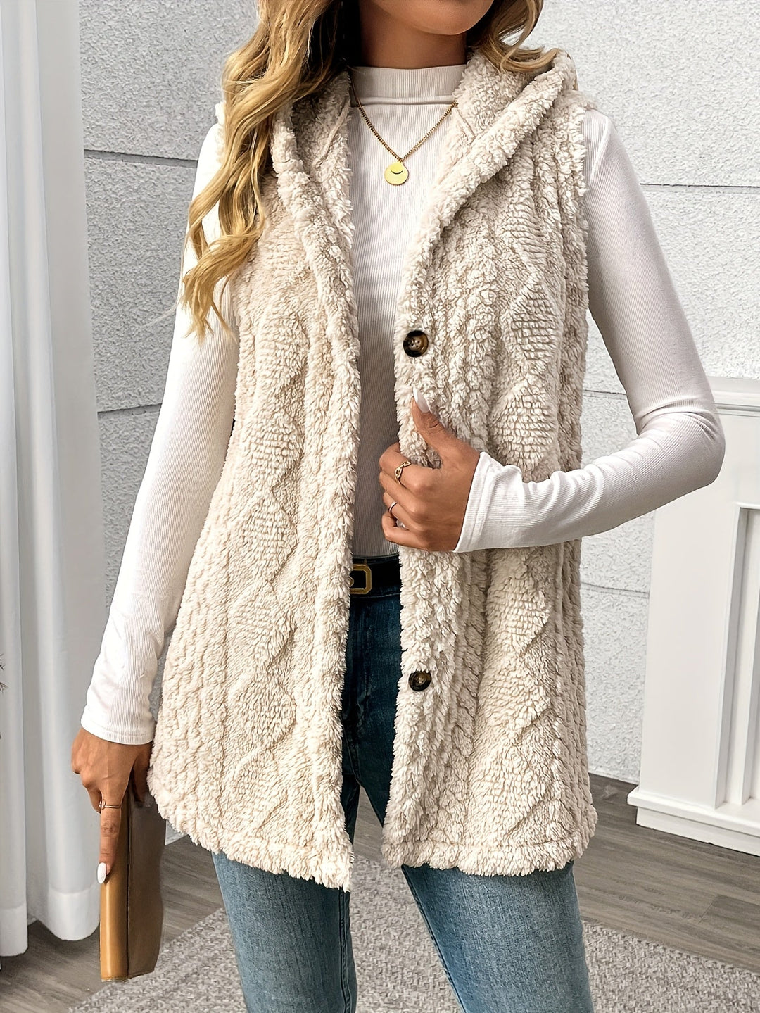 Coralie | Texturerad Hooded Gilet