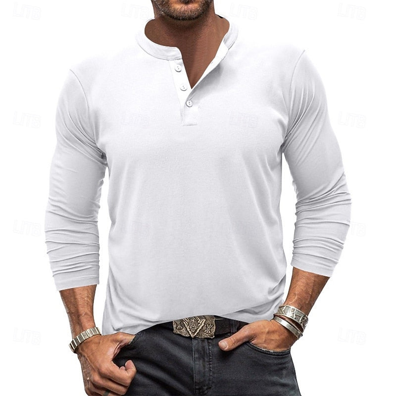 Grant | Klassisk Button-Neck Henley Skjorta