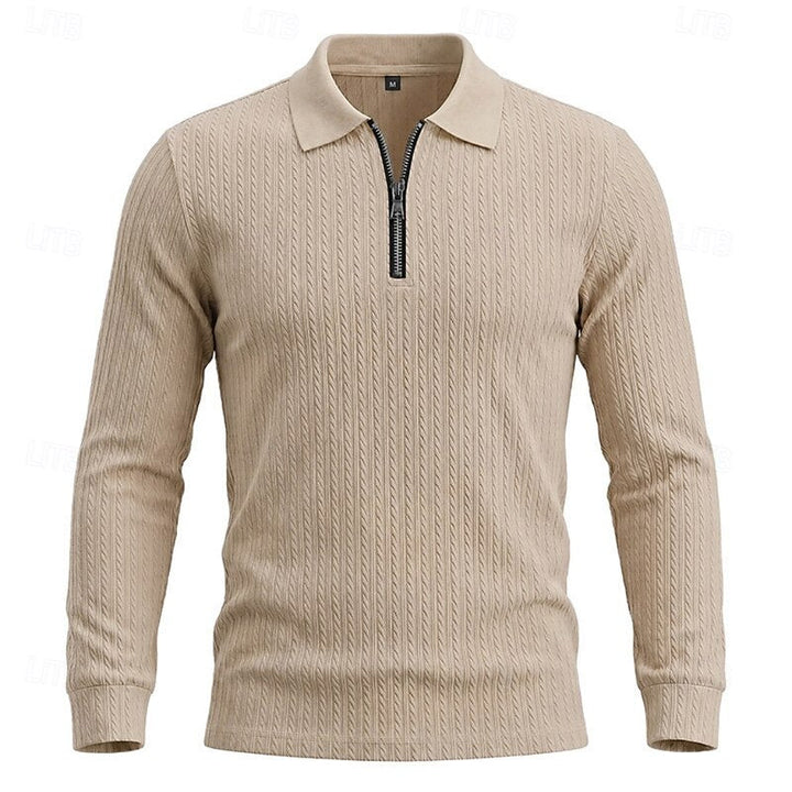 Bryson | Texturerad Quarter-Zip Polo Skjorta