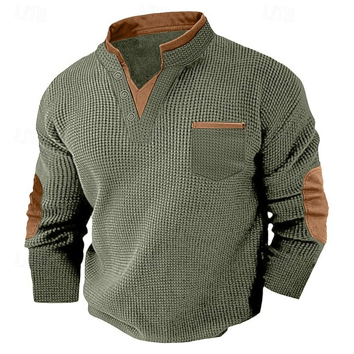 Harlan | Texturerad långärmad Henley-skjorta