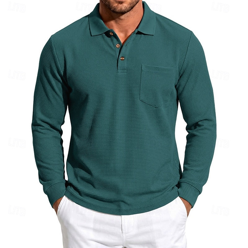 Chandler | Texturerad långärmad polo