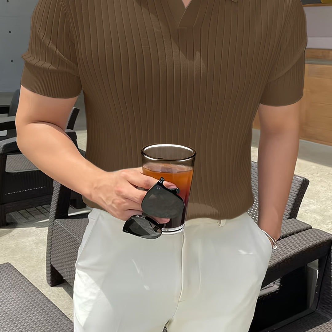 Maxwell | Ribbad Öppen-Krage Polo T-shirt