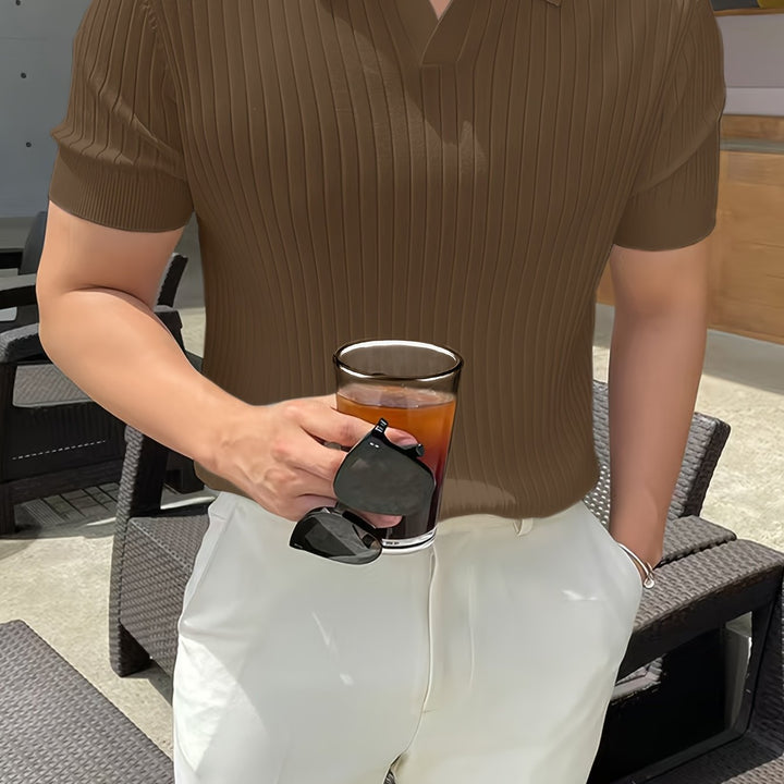 Maxwell | Ribbad Öppen-Krage Polo T-shirt