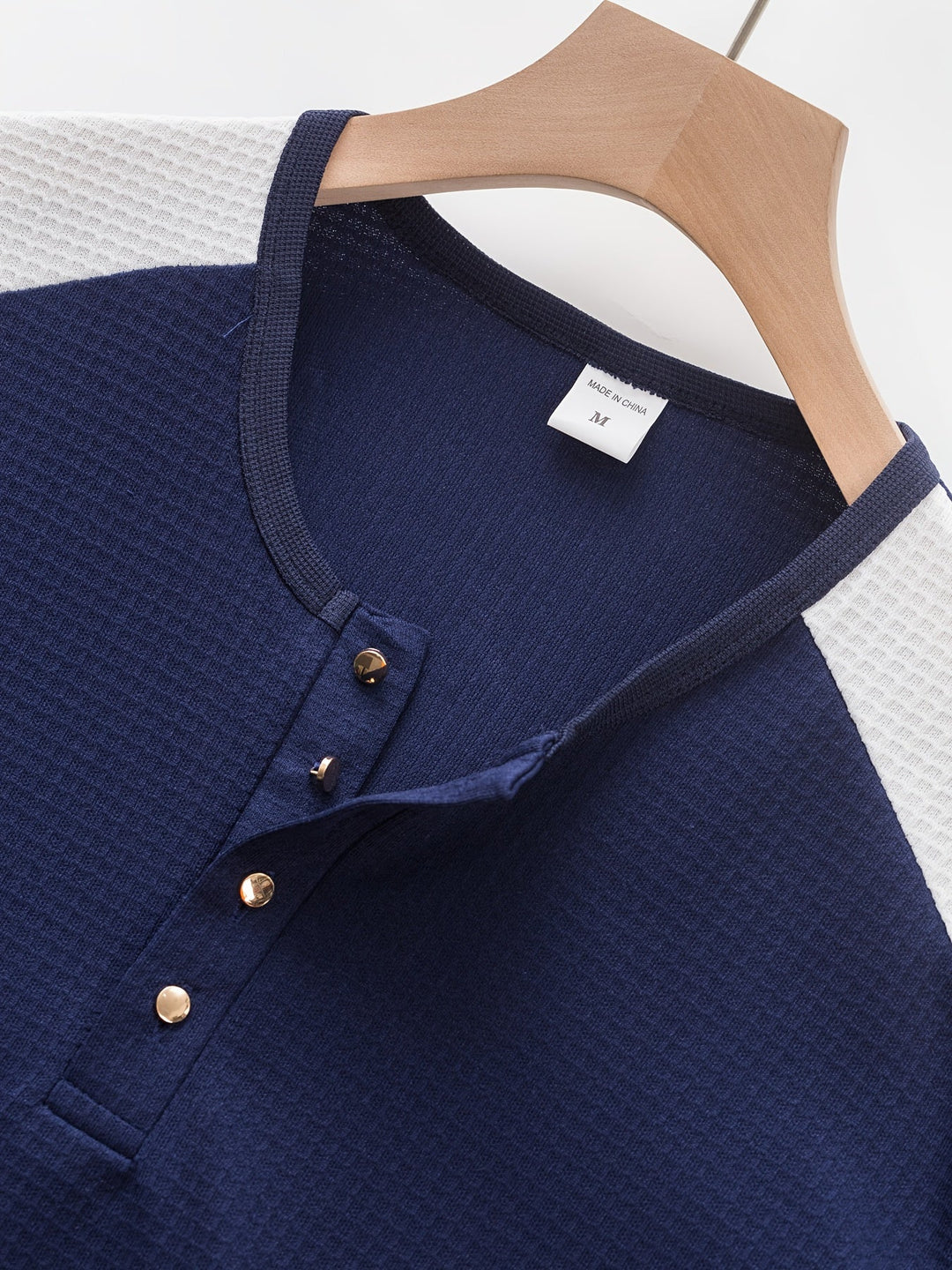 Sawyer | Texturerad Kontrast Henley Skjorta