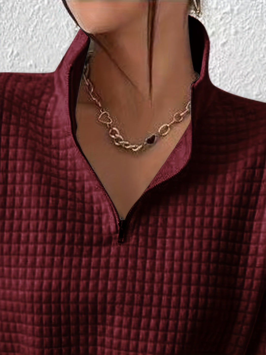 Elodie | Texturerad Kvartdrag Pullover