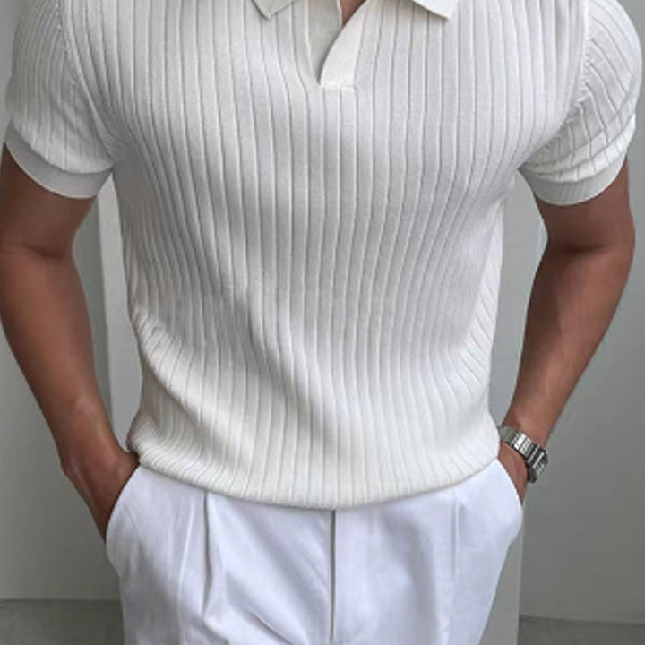 Maxwell | Ribbad Öppen-Krage Polo T-shirt