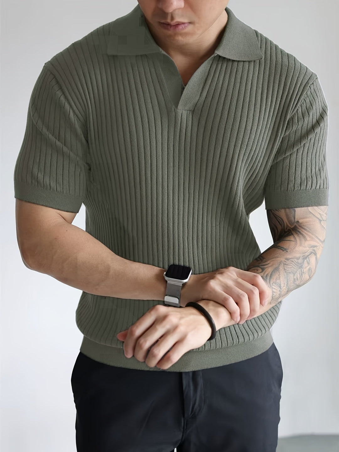 Maxwell | Ribbad Öppen-Krage Polo T-shirt