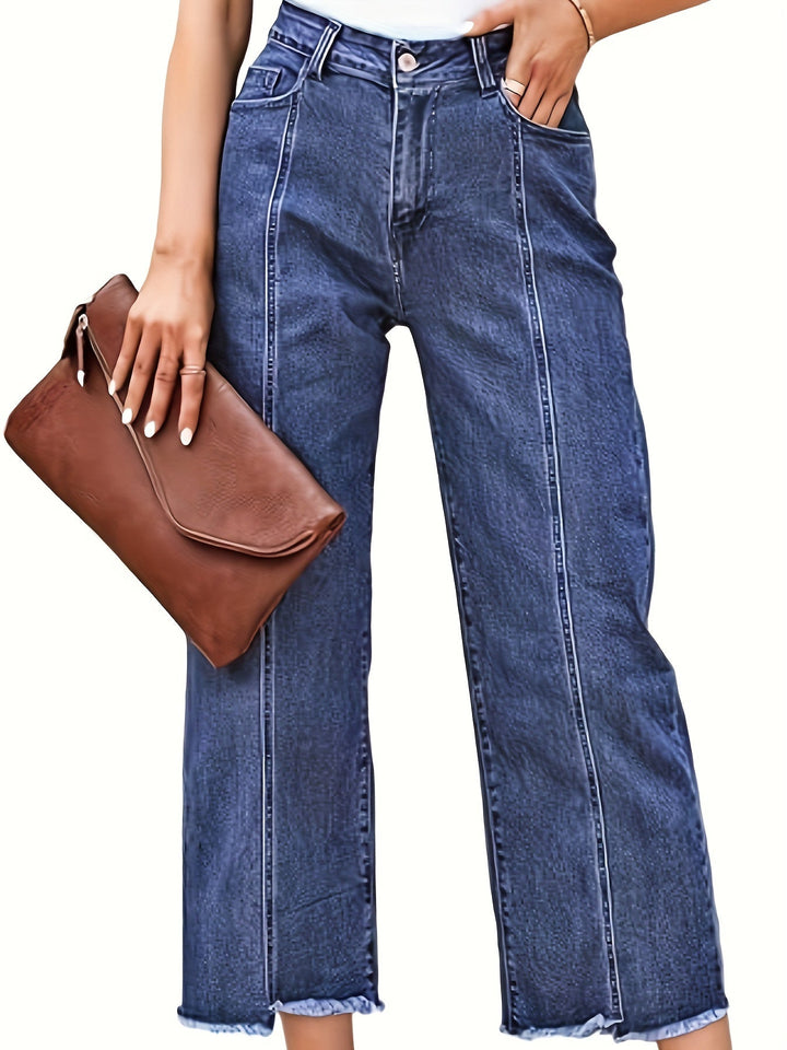 Ramona | Tvättade Cropped Jeans med Rak Ben