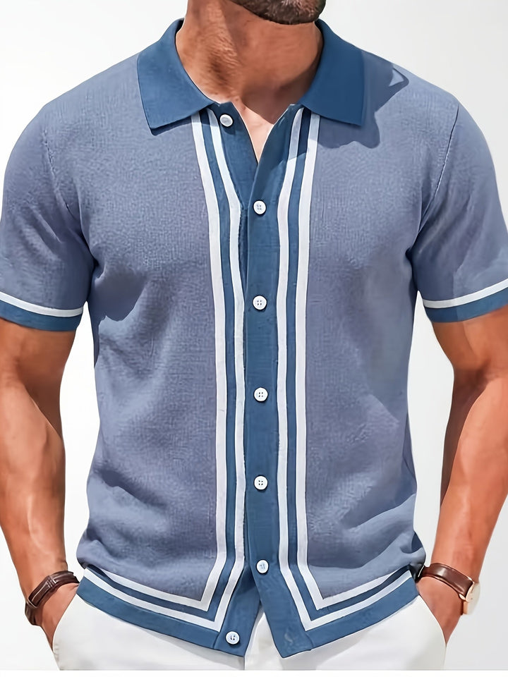 Malcolm | Retro Randig Kortärmad Polotröja
