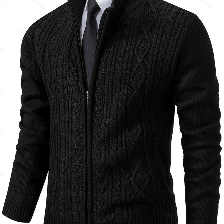 Edmund | Texturerad Ståkrage Zip Cardigan