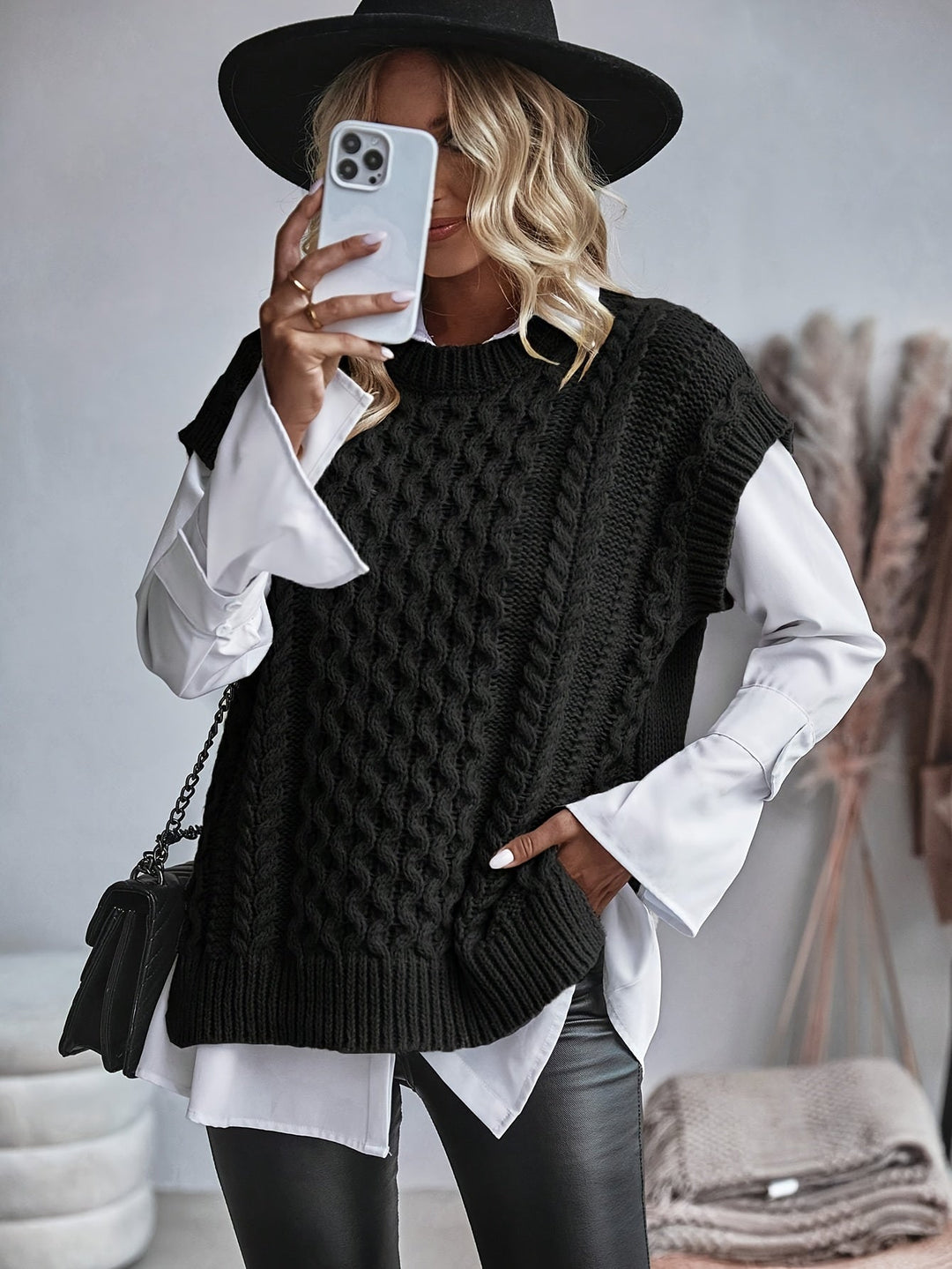 Colette | Kabelstickad ärmlös väst