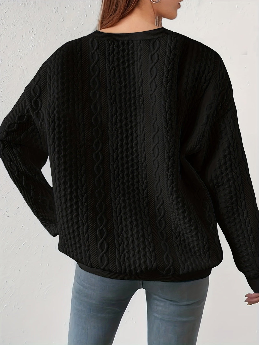 Maisie | Kabeltexturerad Crewneck Sweatshirt