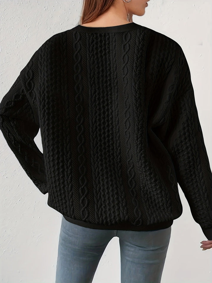 Maisie | Kabeltexturerad Crewneck Sweatshirt