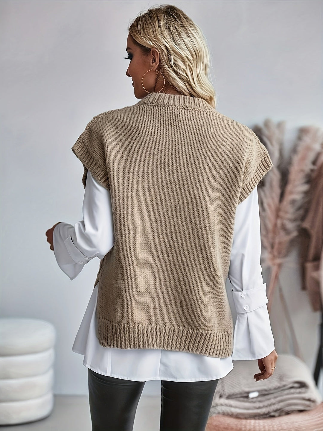 Colette | Kabelstickad ärmlös väst