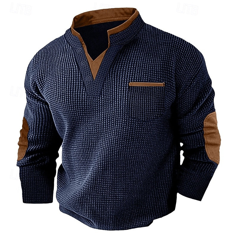 Harlan | Texturerad långärmad Henley-skjorta