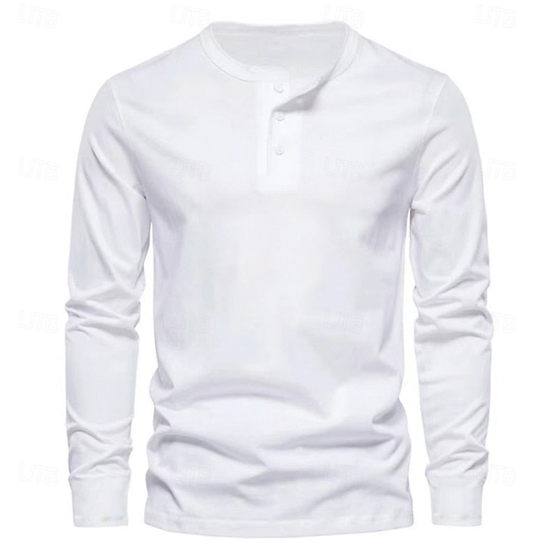 Grant | Klassisk Button-Neck Henley Skjorta