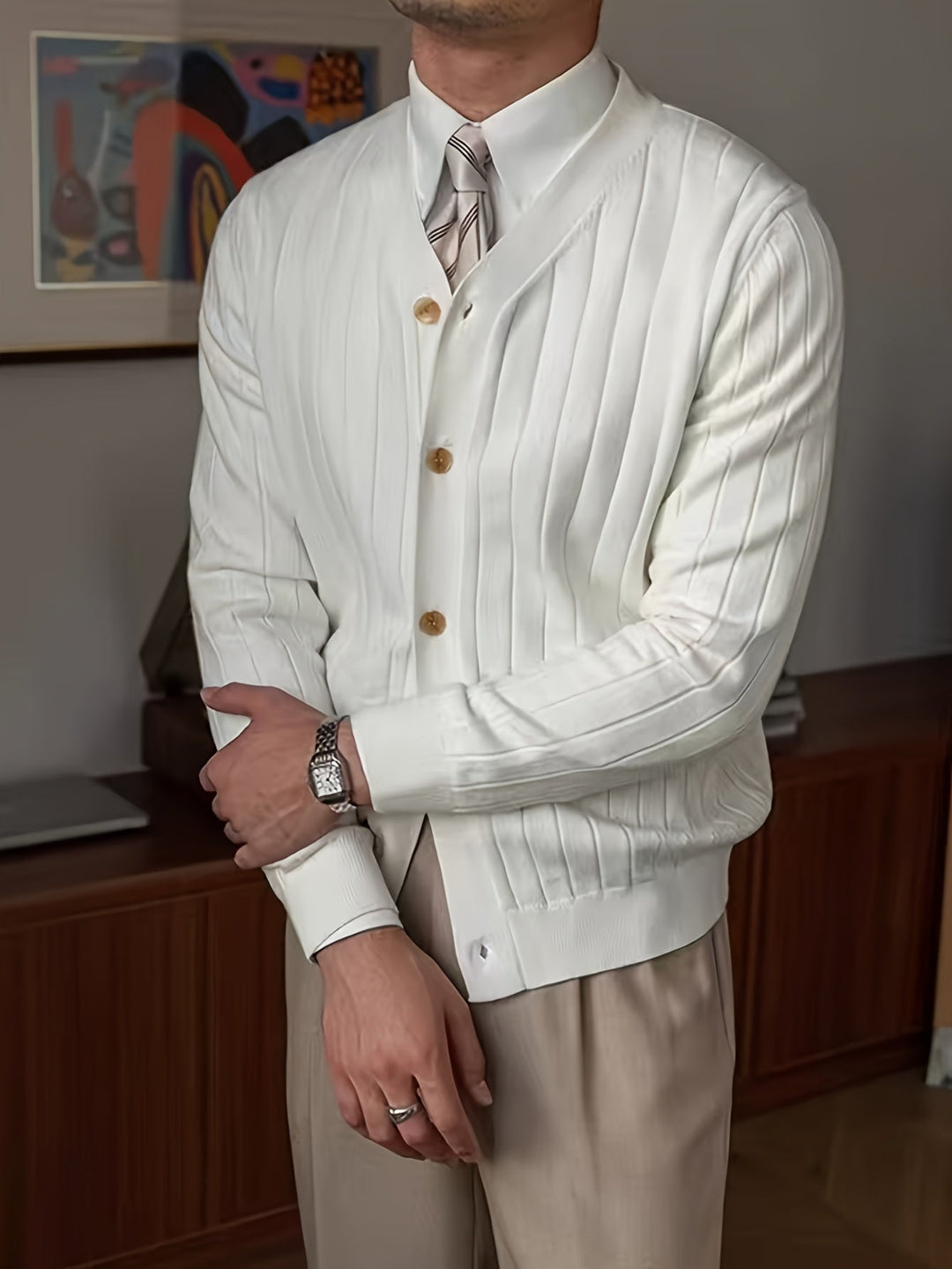 Alistair | Ribbade Knapp-up Cardigan