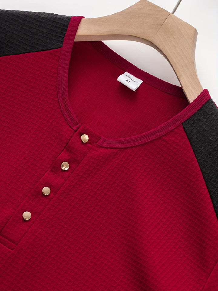 Sawyer | Texturerad Kontrast Henley Skjorta