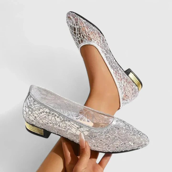 Camille | Texturerade Metalliska Ballerinaskor