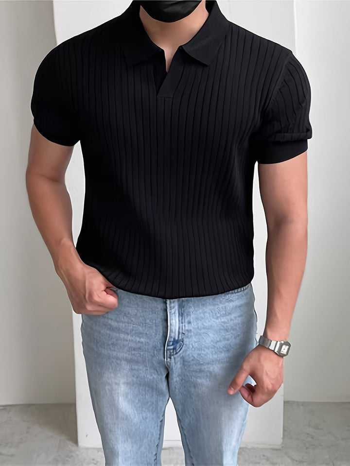 Maxwell | Ribbad Öppen-Krage Polo T-shirt