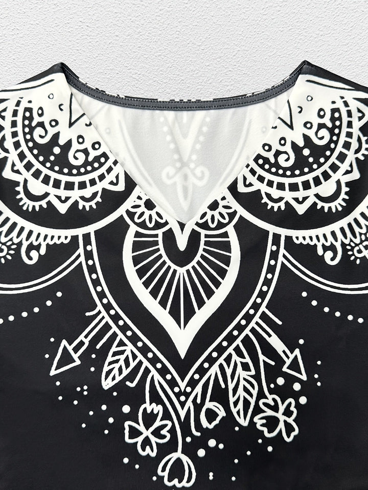 Rosalyn | Ornamental Print A-Line Maxi Klänning