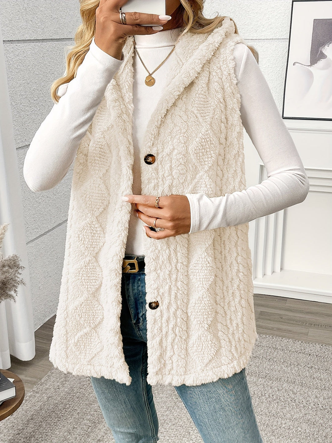 Coralie | Texturerad Hooded Gilet