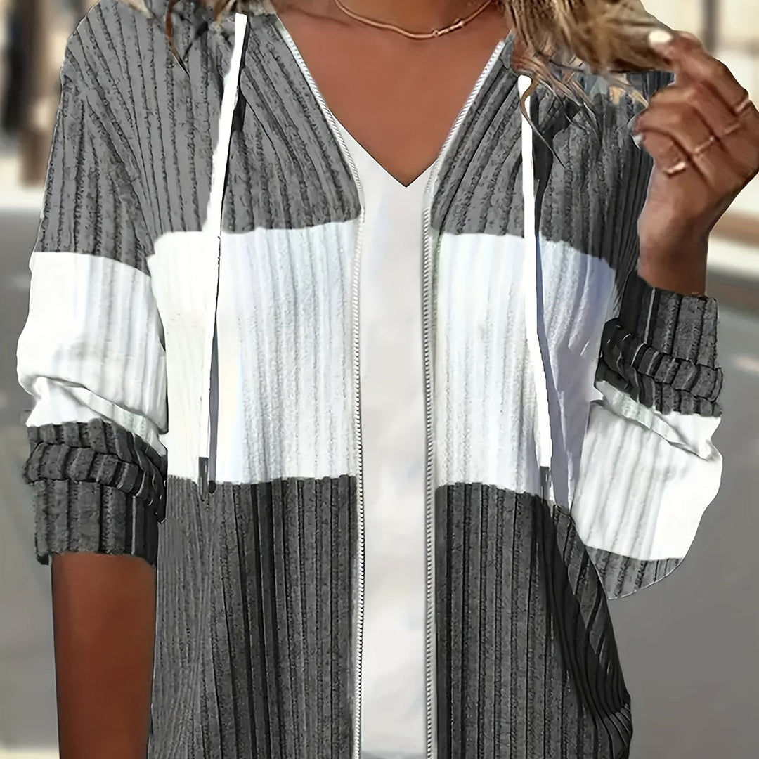 Tamara | Texturerad Huva Zip Jacka