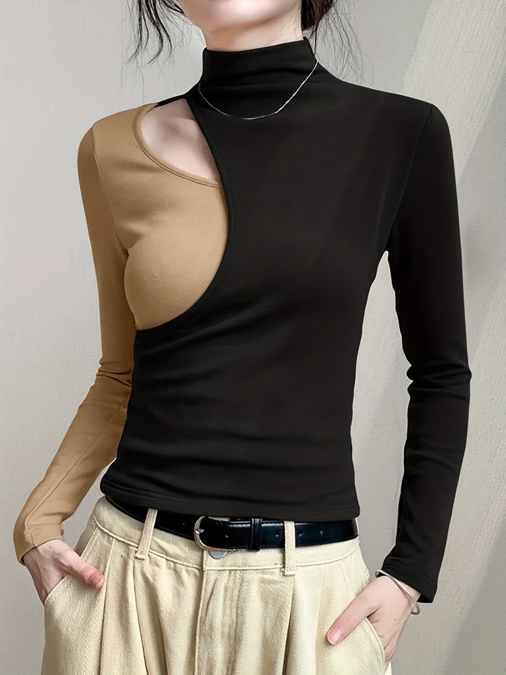 Suzanne | Färgblock Mock Neck Top