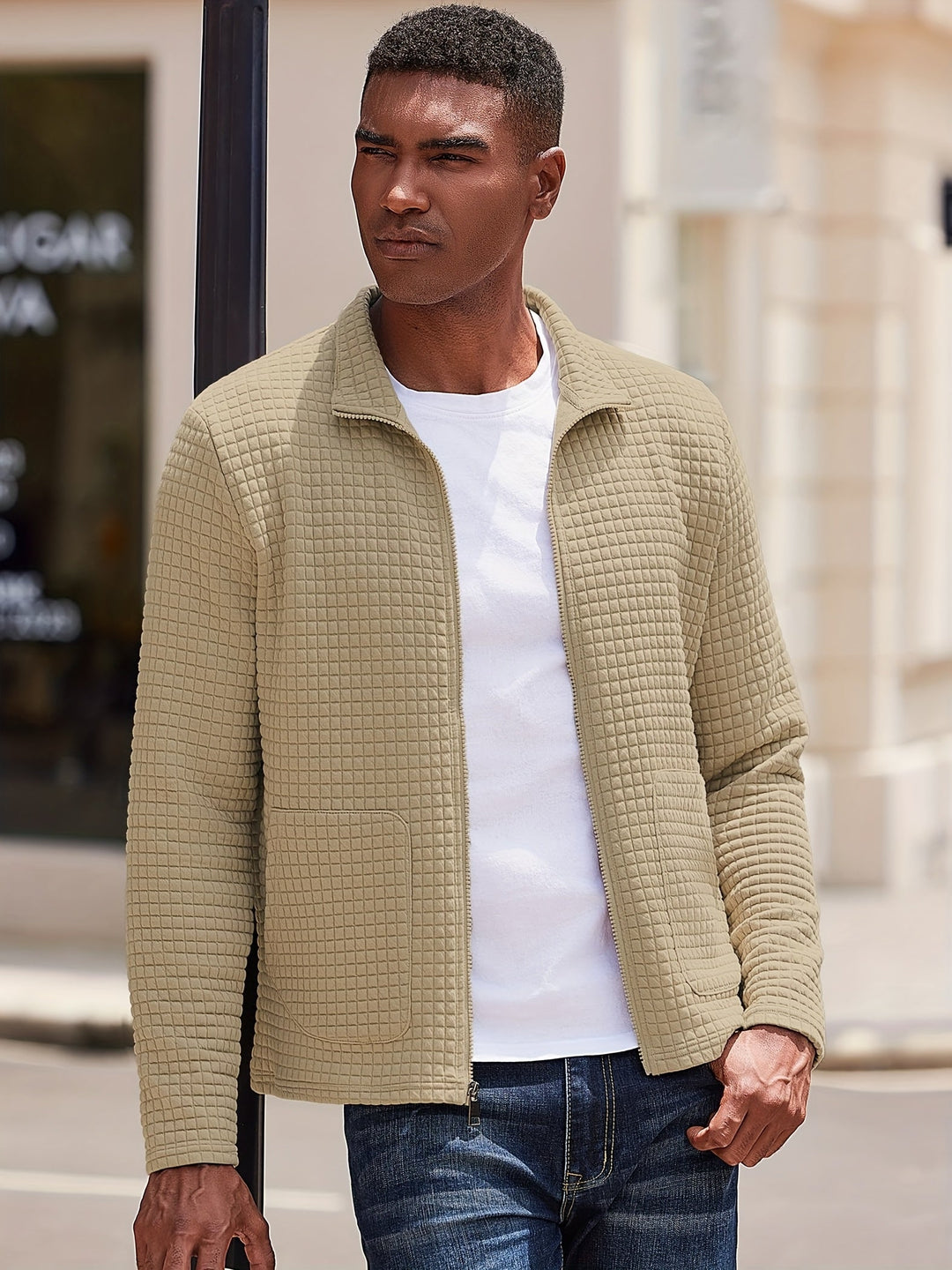 Tobias | Texturerad Zip-Up Jacka