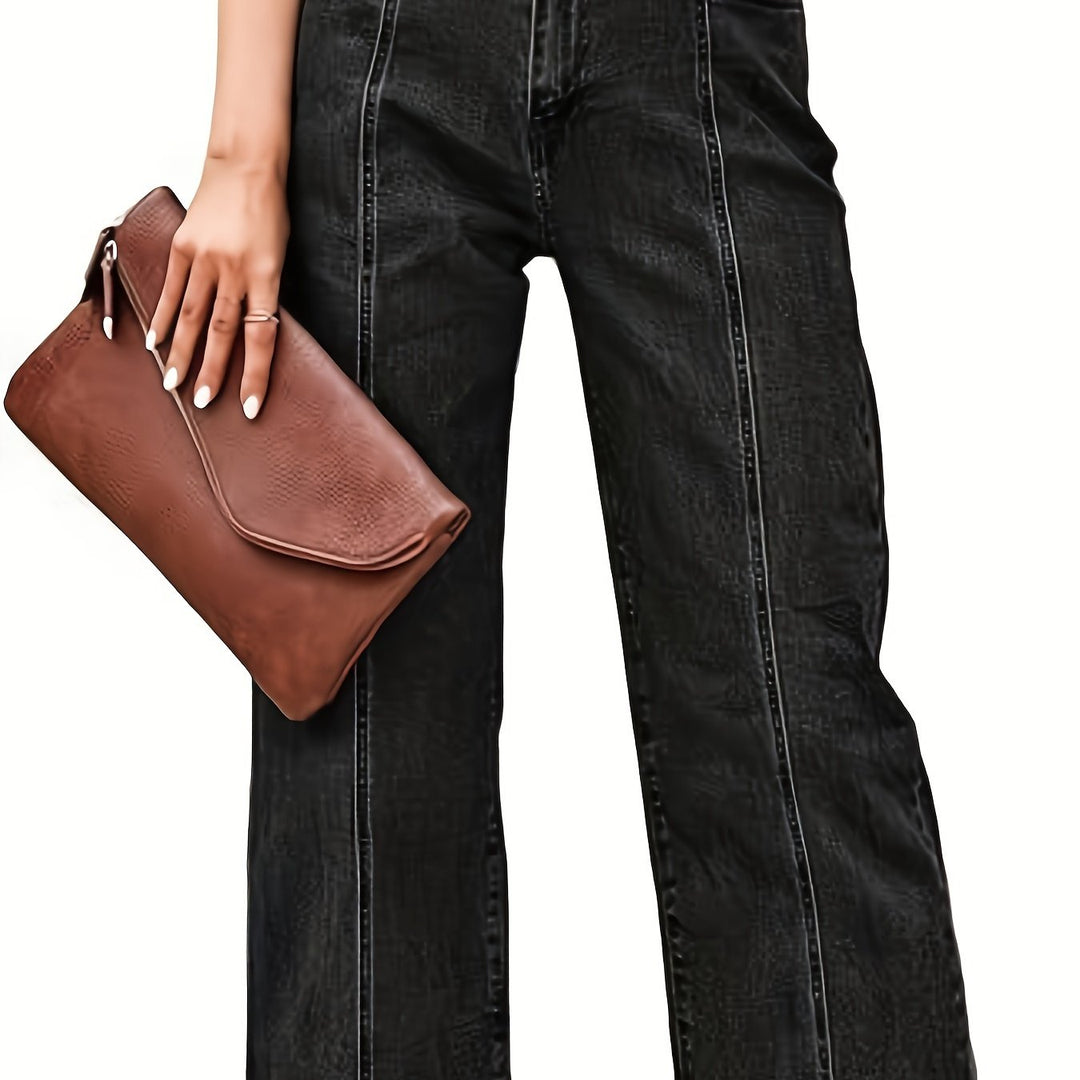 Ramona | Tvättade Cropped Jeans med Rak Ben