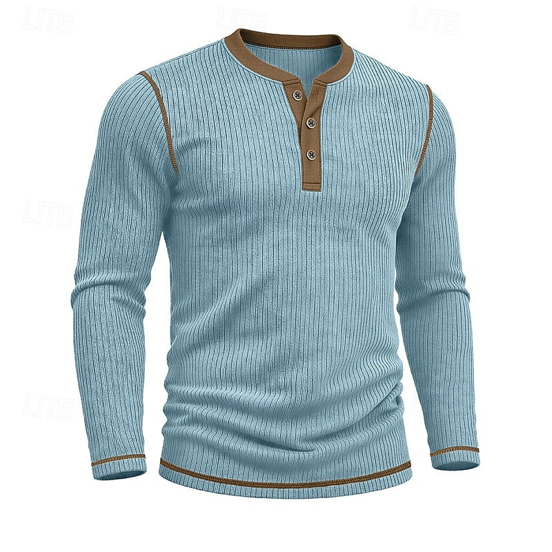 Owen | Ribbad långärmad Henley-tröja