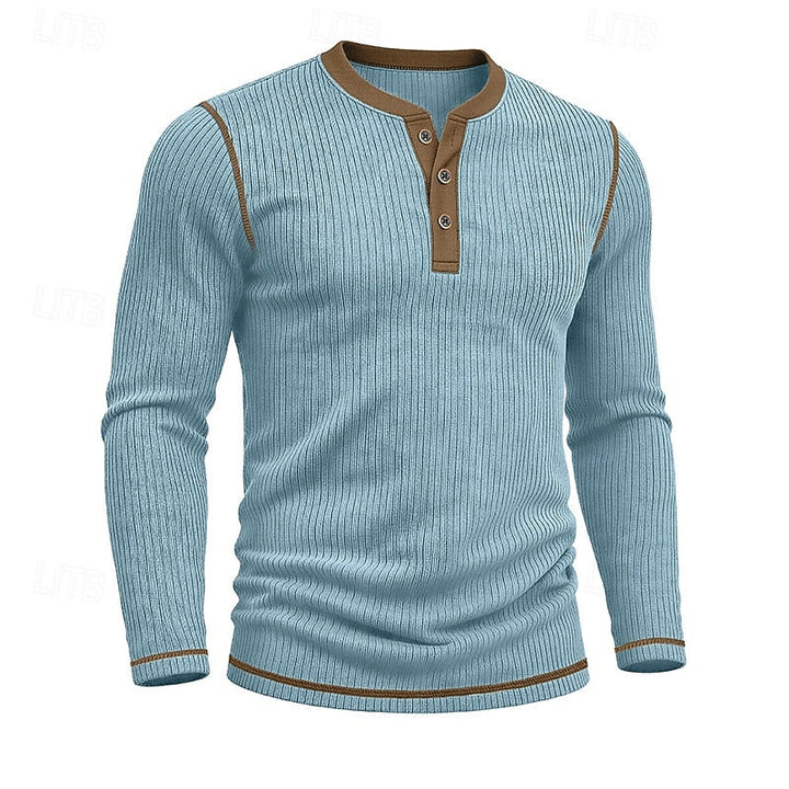 Owen | Ribbad långärmad Henley-tröja