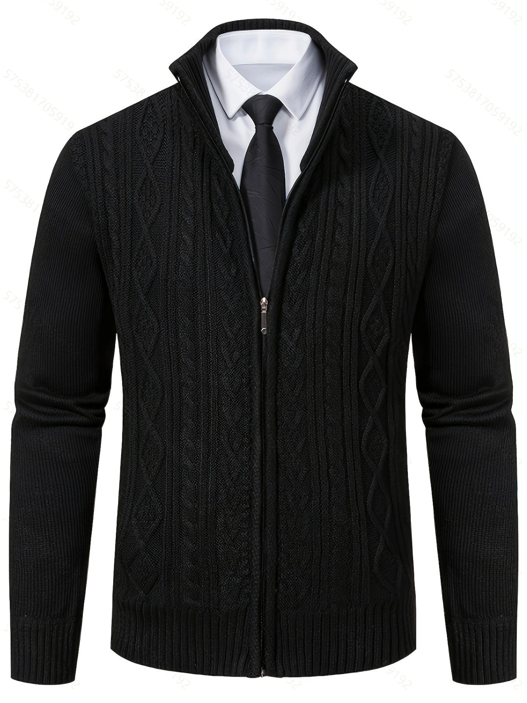 Edmund | Texturerad Ståkrage Zip Cardigan