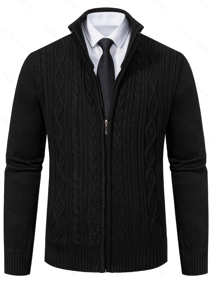 Edmund | Texturerad Ståkrage Zip Cardigan
