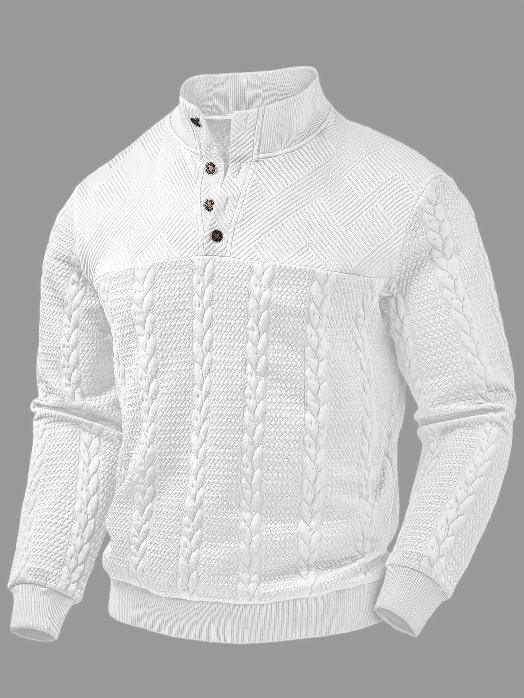 Griffin | Texturerad Knapp-Hals Pullover