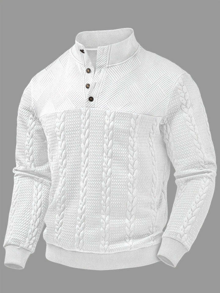 Griffin | Texturerad Knapp-Hals Pullover