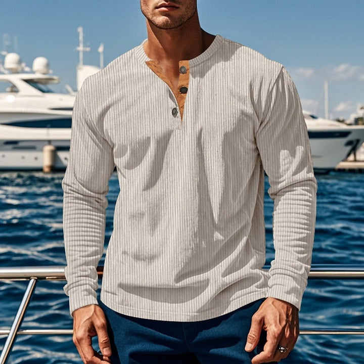 Foster | Ribbad långärmad Henley-skjorta