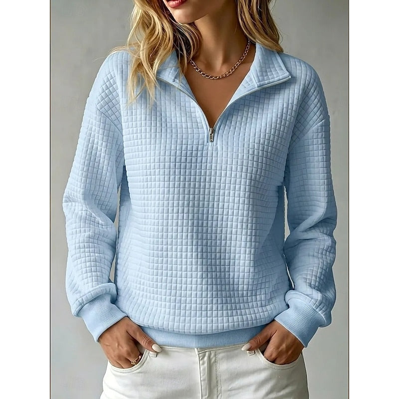 Adeline | Texturerad Halvdragkedja Sweatshirt