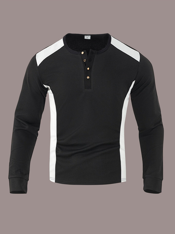 Sawyer | Texturerad Kontrast Henley Skjorta